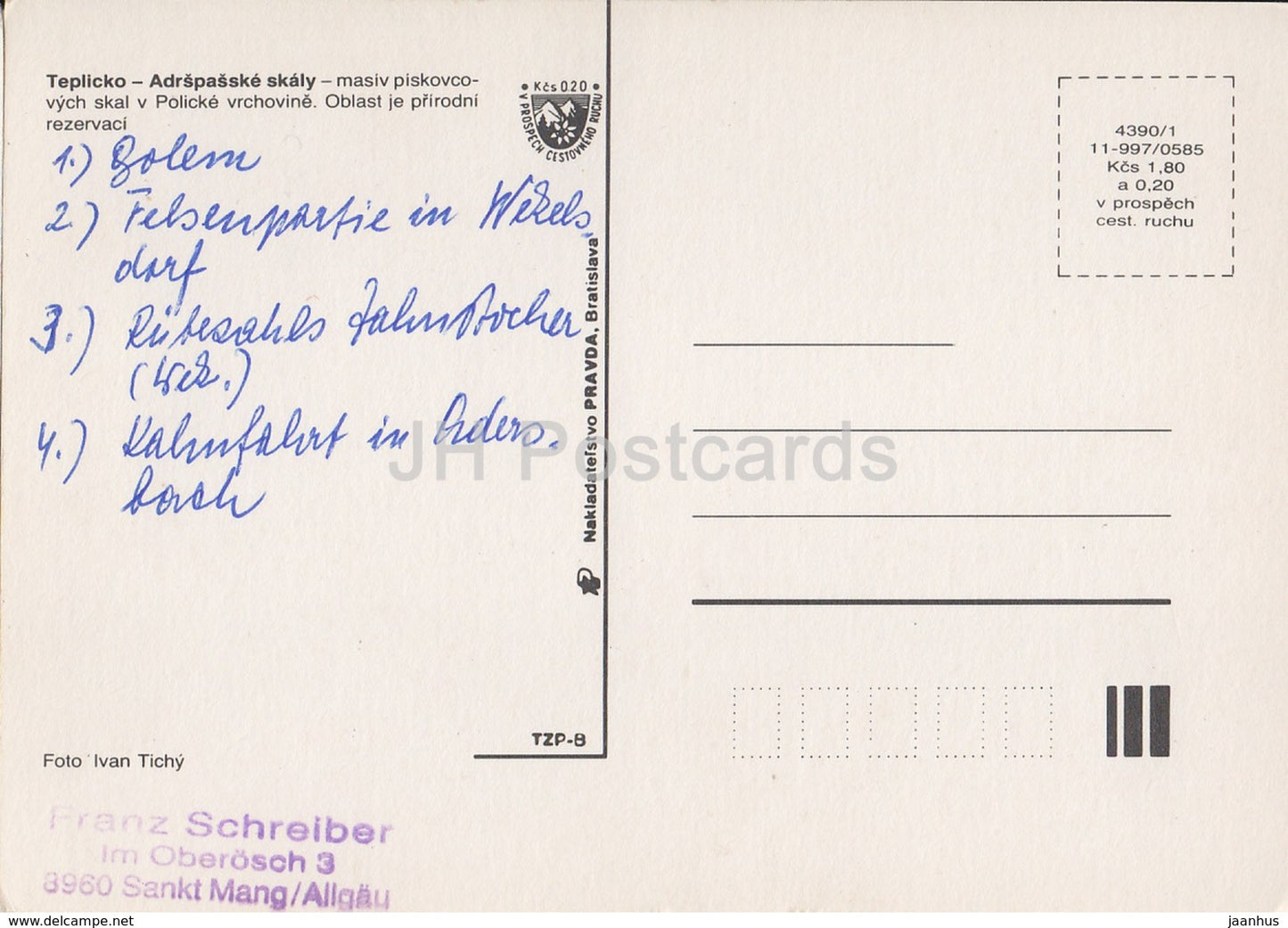 Adrspach - Teplice Rocks - Boot - Tschechoslowakei - Tschechische Republik - gebraucht