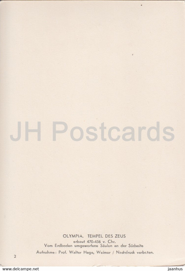 Olympia - Zeustempel - Tempel des Zeus - Antikes Griechenland - alte Postkarte - Griechenland - unbenutzt