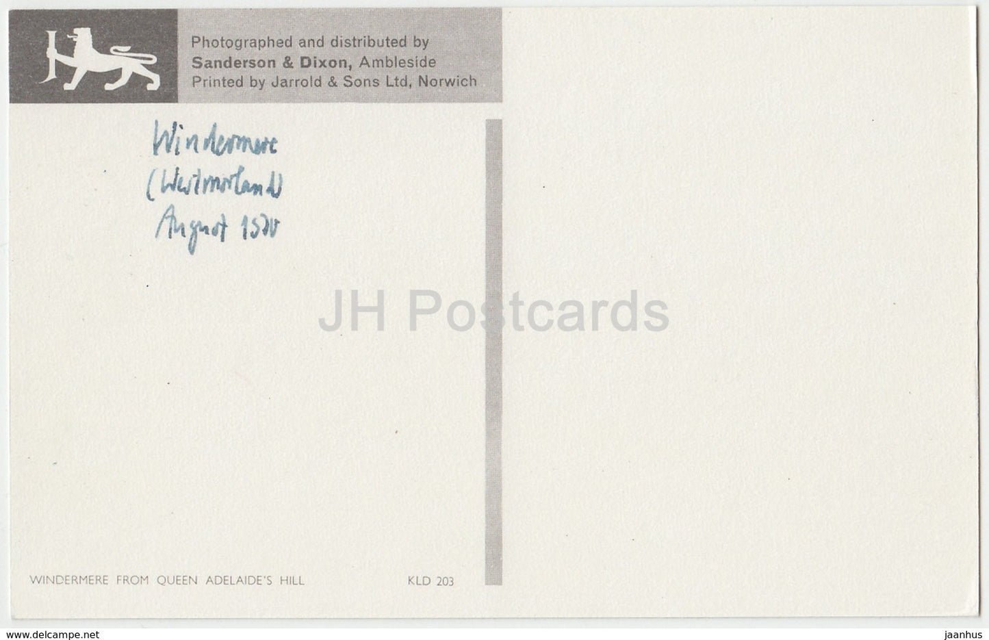 Windermere from Queen Adelaide' s Hill - KLD 203 - 1970 - United Kingdom - England - used