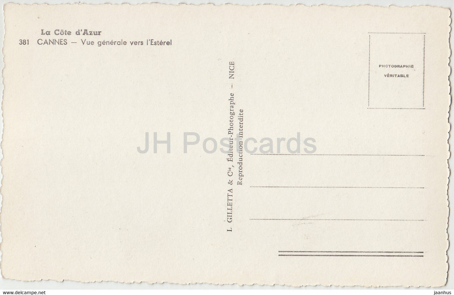 Cannes - Vue Generale vers l'Esterel - 381 - Frankreich - unbenutzt