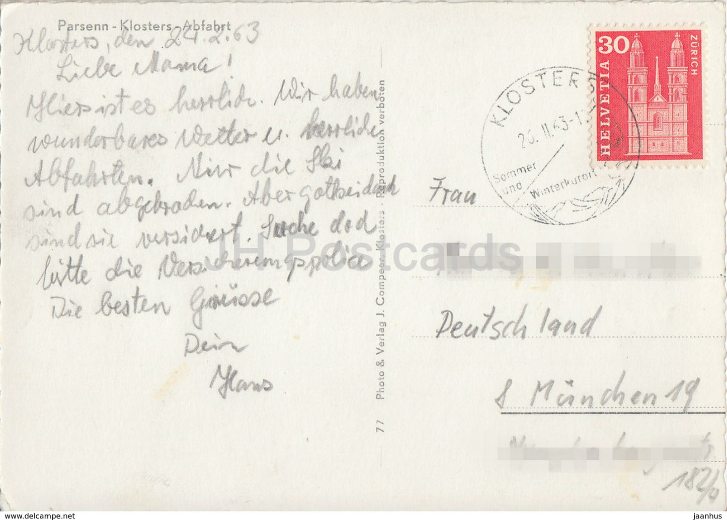 Parsenn - Klosters Abfahrt - 1963 - Suisse - d'occasion