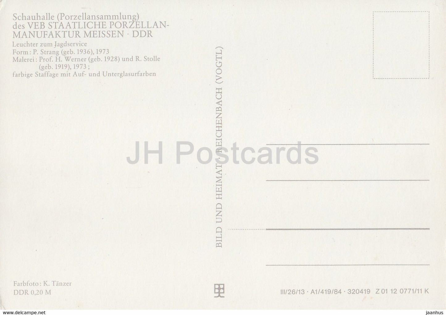 Schauhalle Porzellansammlung - Leuchter zur Jagdservice - Lustre - Meissen - porcelaine - Allemagne DDR - inutilisé