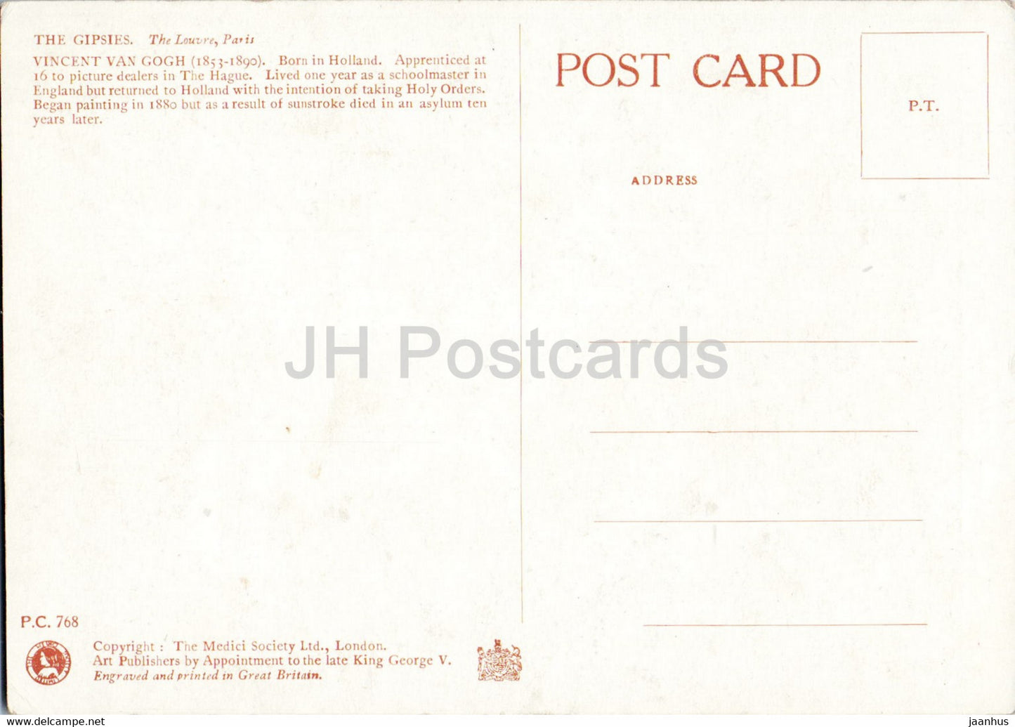 peinture de Vincent van Gogh - Les Gitans - calèche - Art hollandais - Angleterre - inutilisé