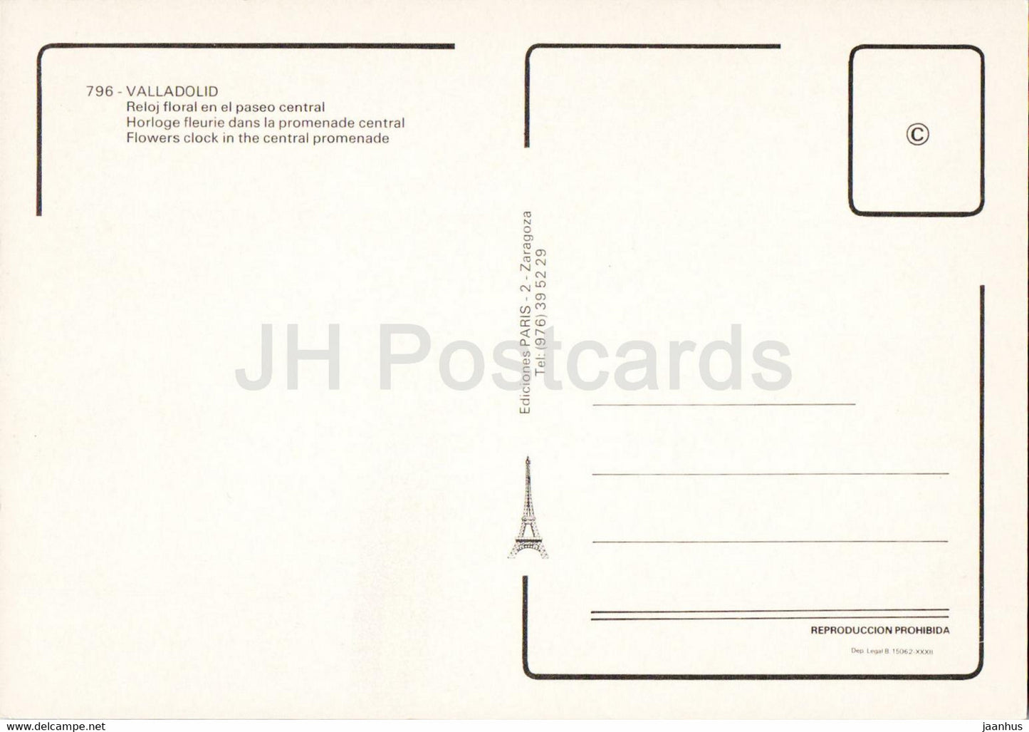 Valladolid - Reloj floral en el paseo central - Horloge fleurie sur la promenade centrale - 796 - Espagne - inutilisé