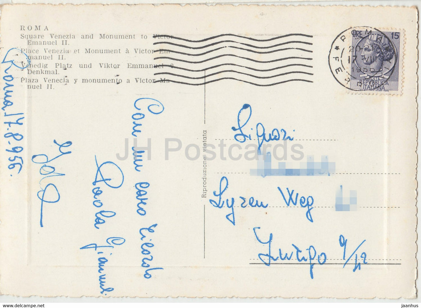 Roma - Rom - Piazza Venezia dal Mon a Vittorio Emanuele II - Platz - Denkmal - alte Postkarte - 1956 - Italien - gebraucht