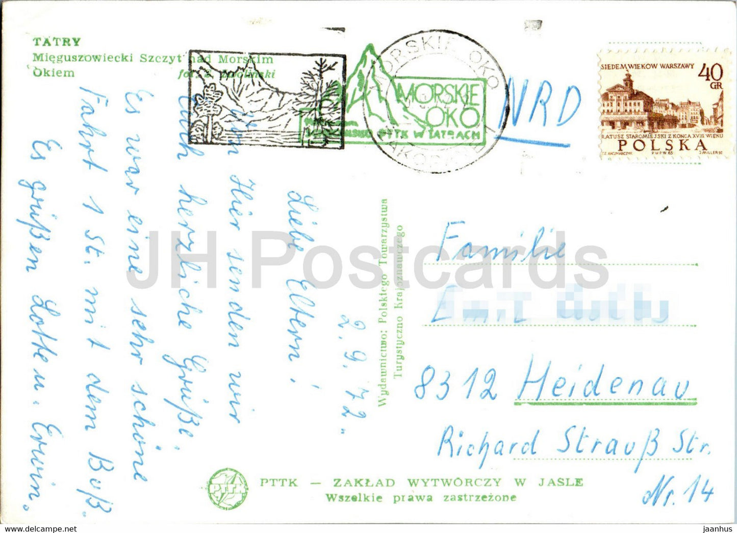 Tatry - Tatras - Mieguszowiecki Szczyt nad Morskim Okiem - 1972 - Poland - used