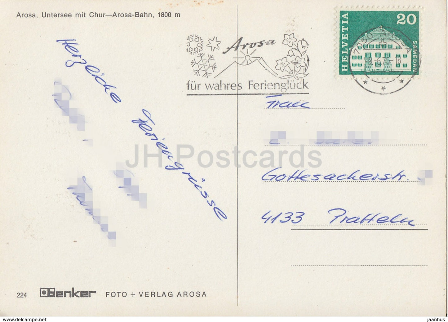 Arosa - Untersee mit Chur - Arosa Bahn - train - railway - 224 - 1976 - Switzerland - used