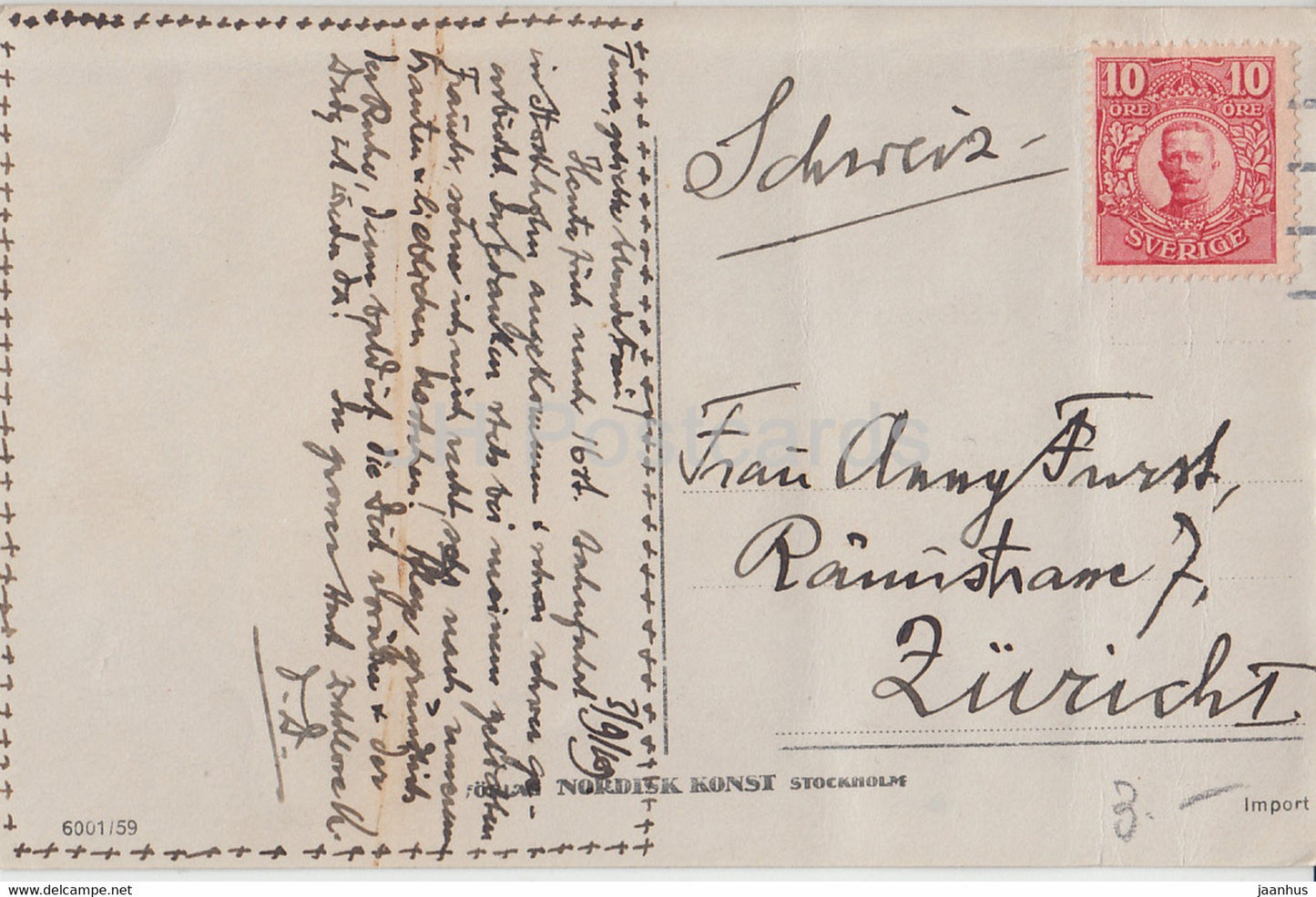 Stockholm - Utskit fran Stadshusets torn - old postcard - 1919 - Sweden - used