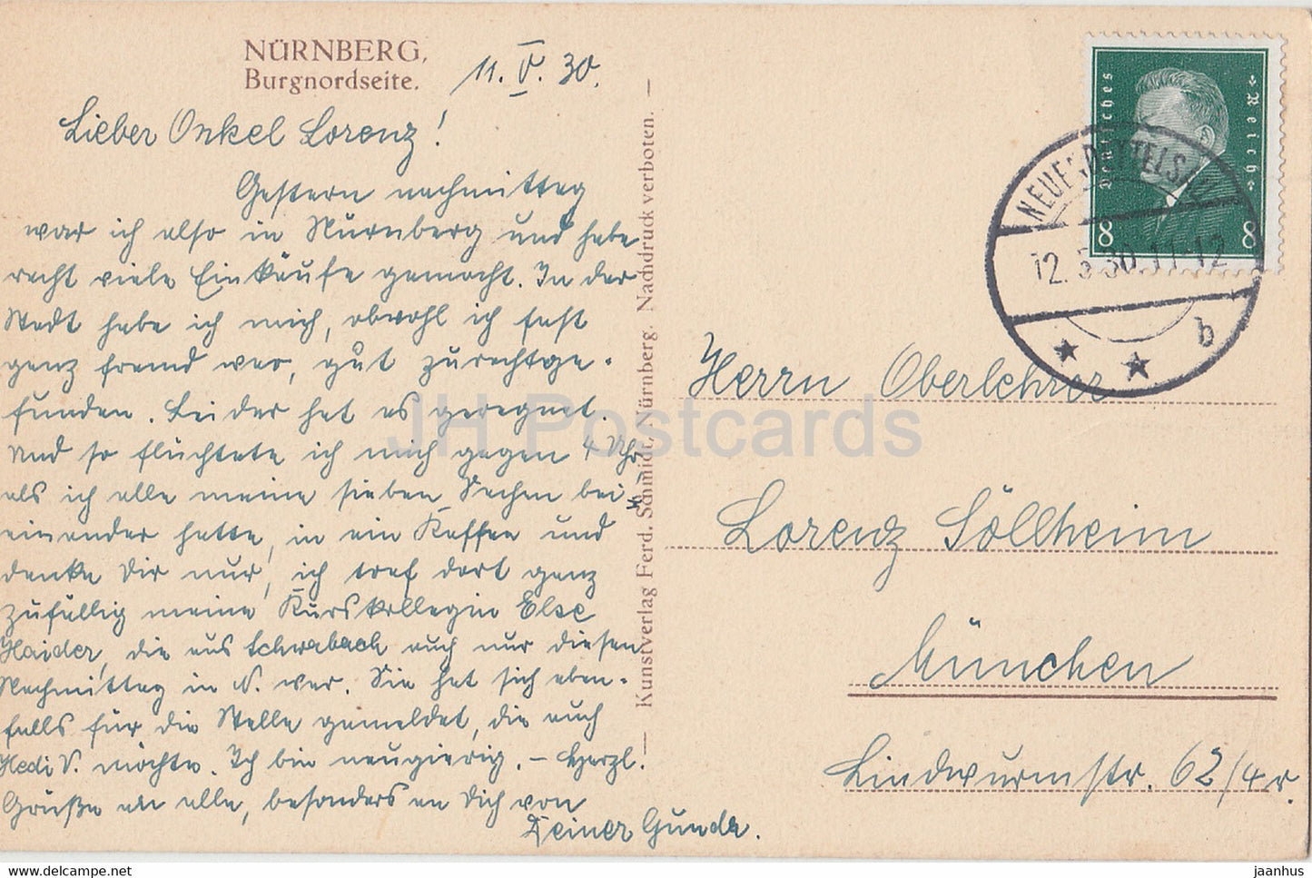 Nurnberg - Burgnordseite - Nuremberg - old postcard - 1930 - Germany - used