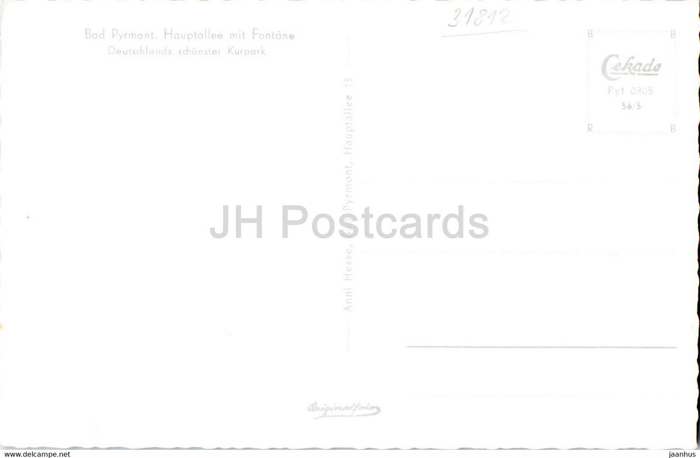 Bad Pyrmont - Hauptallee mit Fontane - carte postale ancienne - Allemagne - inutilisée