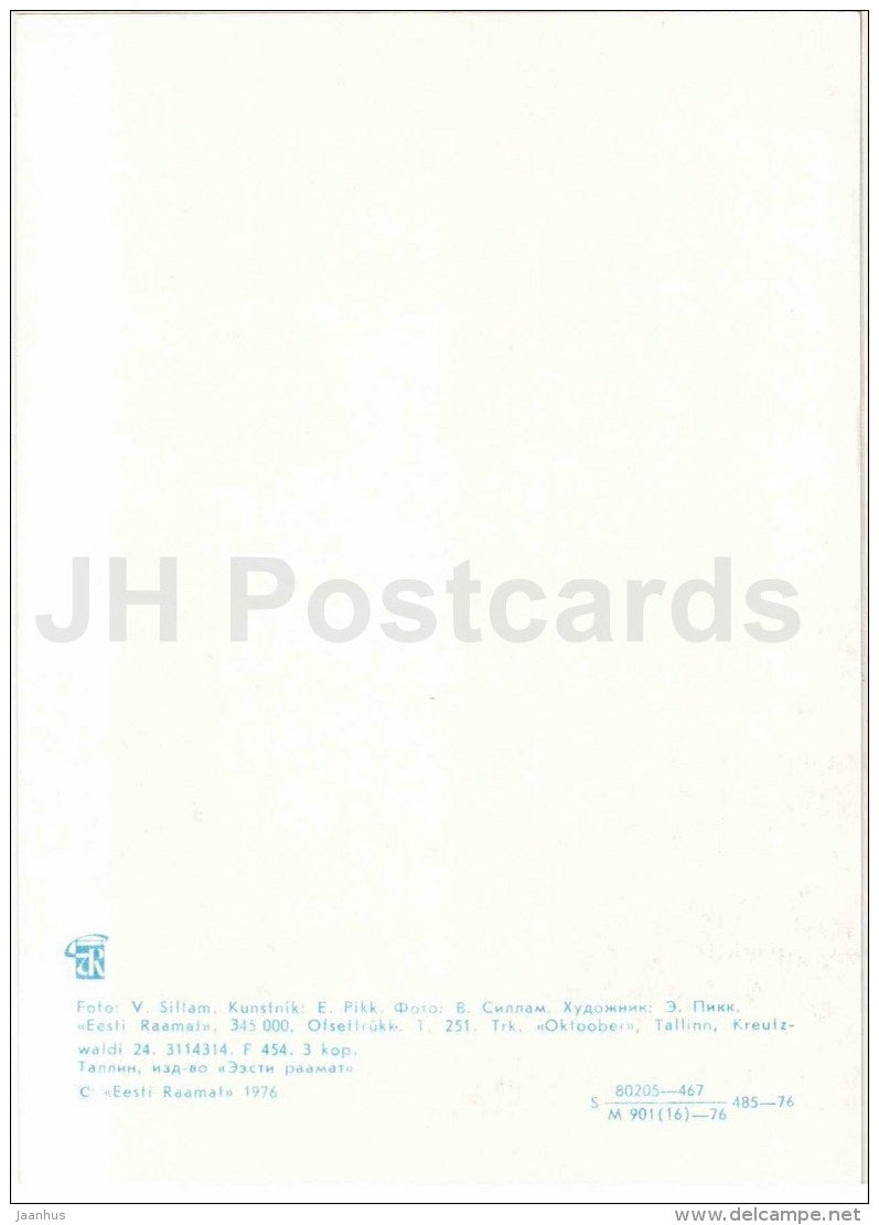 New Year greeting card - basket with apples - gingerbread - fir cones - 1976 - Estonia USSR - unused - JH Postcards