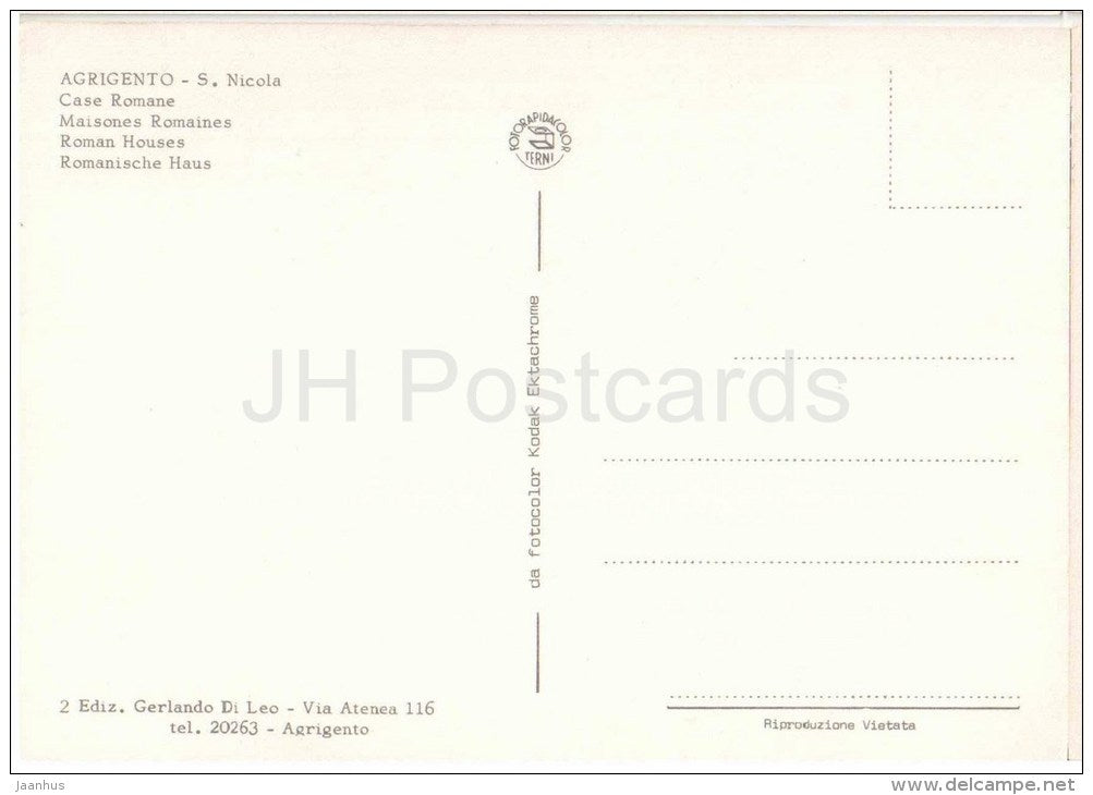 S. Nicola , Case Romane - Roman Houses - Agrigento - Sicilia - 2 - Italia - Italy - unused - JH Postcards
