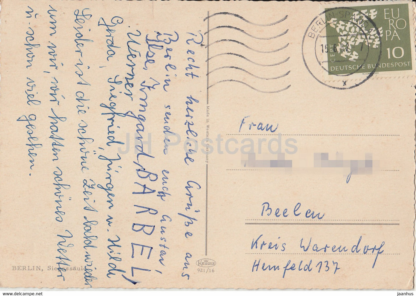 Berlin - Siegessaule - 1962 - Germany - used