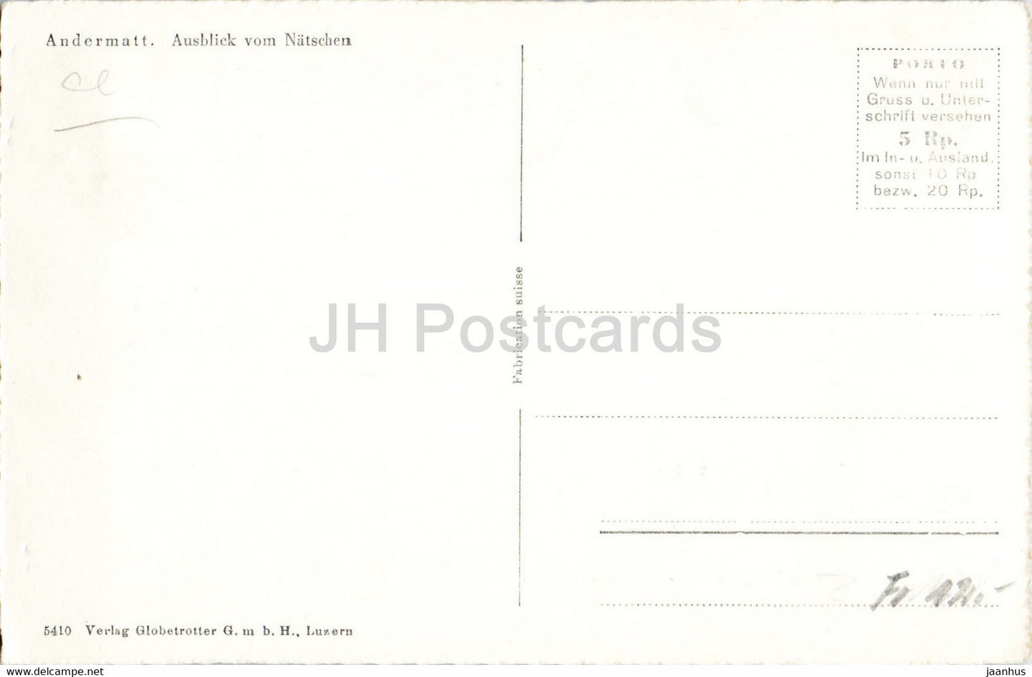 Andermatt - Ausblick vom Natschen - église - 5410 - carte postale ancienne - Suisse - inutilisée