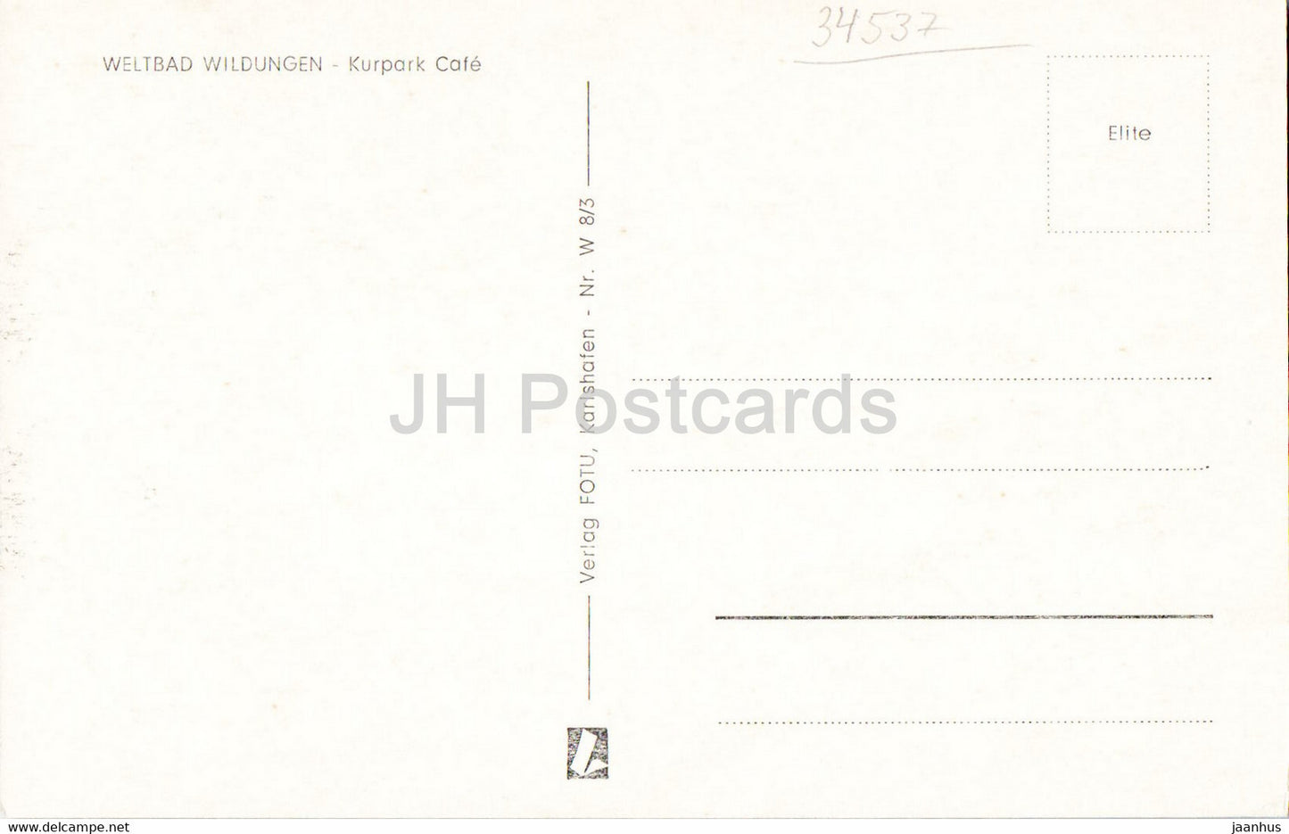 Weltbad Wildungen - Kurpark Cafe - carte postale ancienne - Allemagne - inutilisée