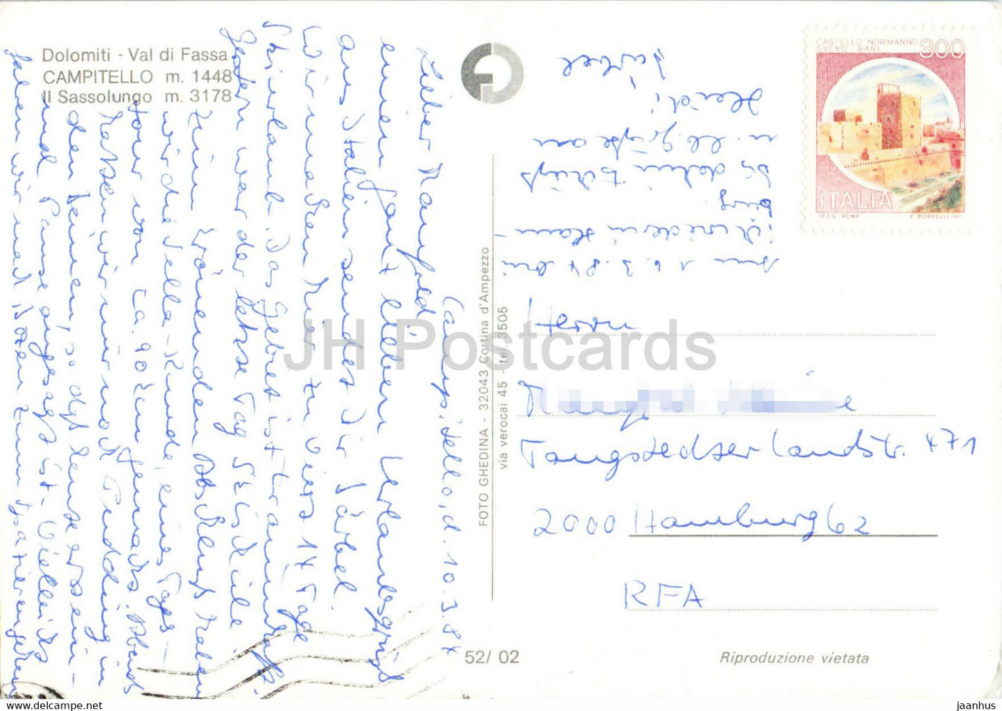 Dolomiti - Val di Fassa - Campitello 1448 m - Il Sassolungo 3178 m - 1984 - Italy - used