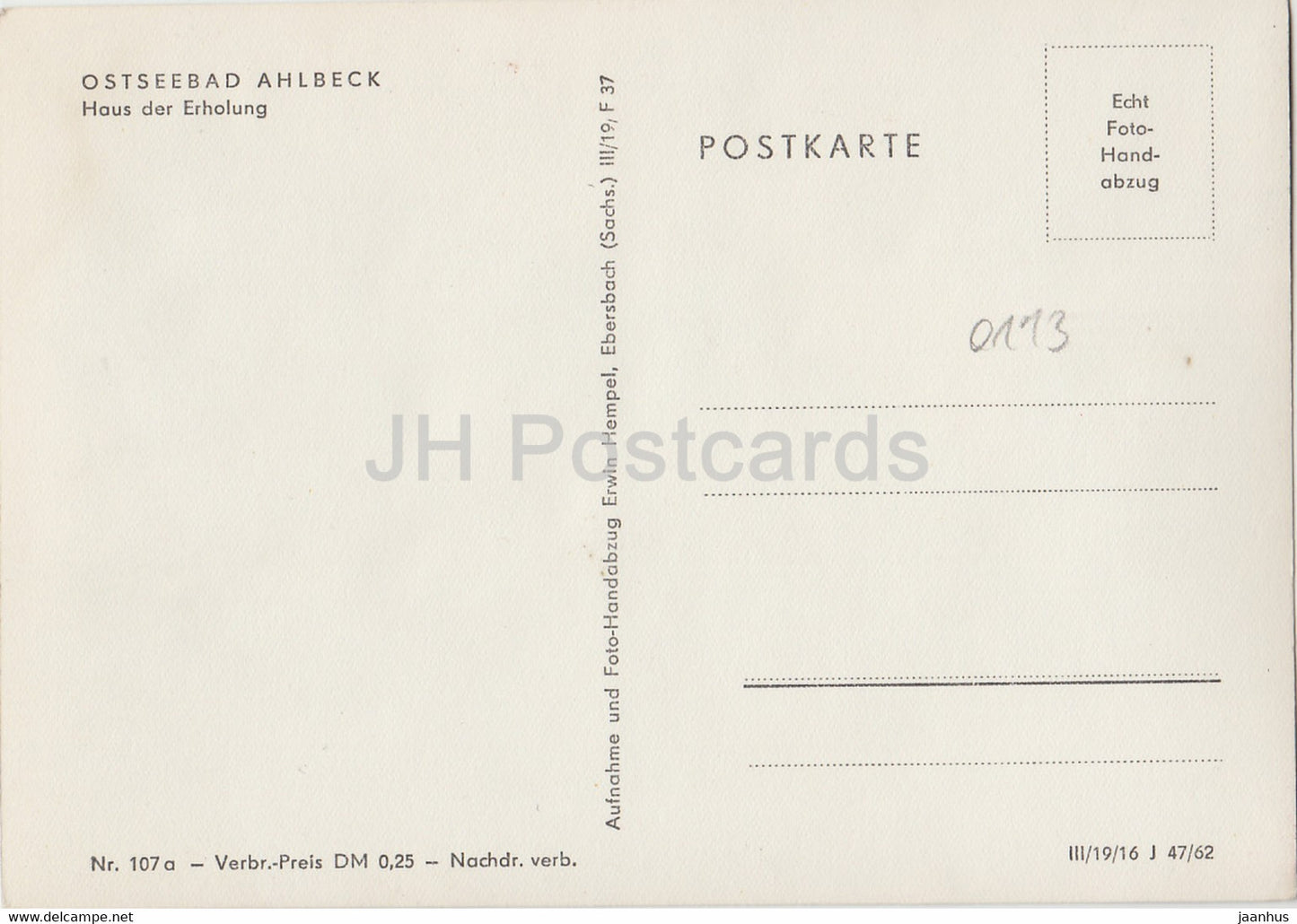 Ostseebad Ahlbeck - Haus der Erholung - Allemagne DDR - inutilisé