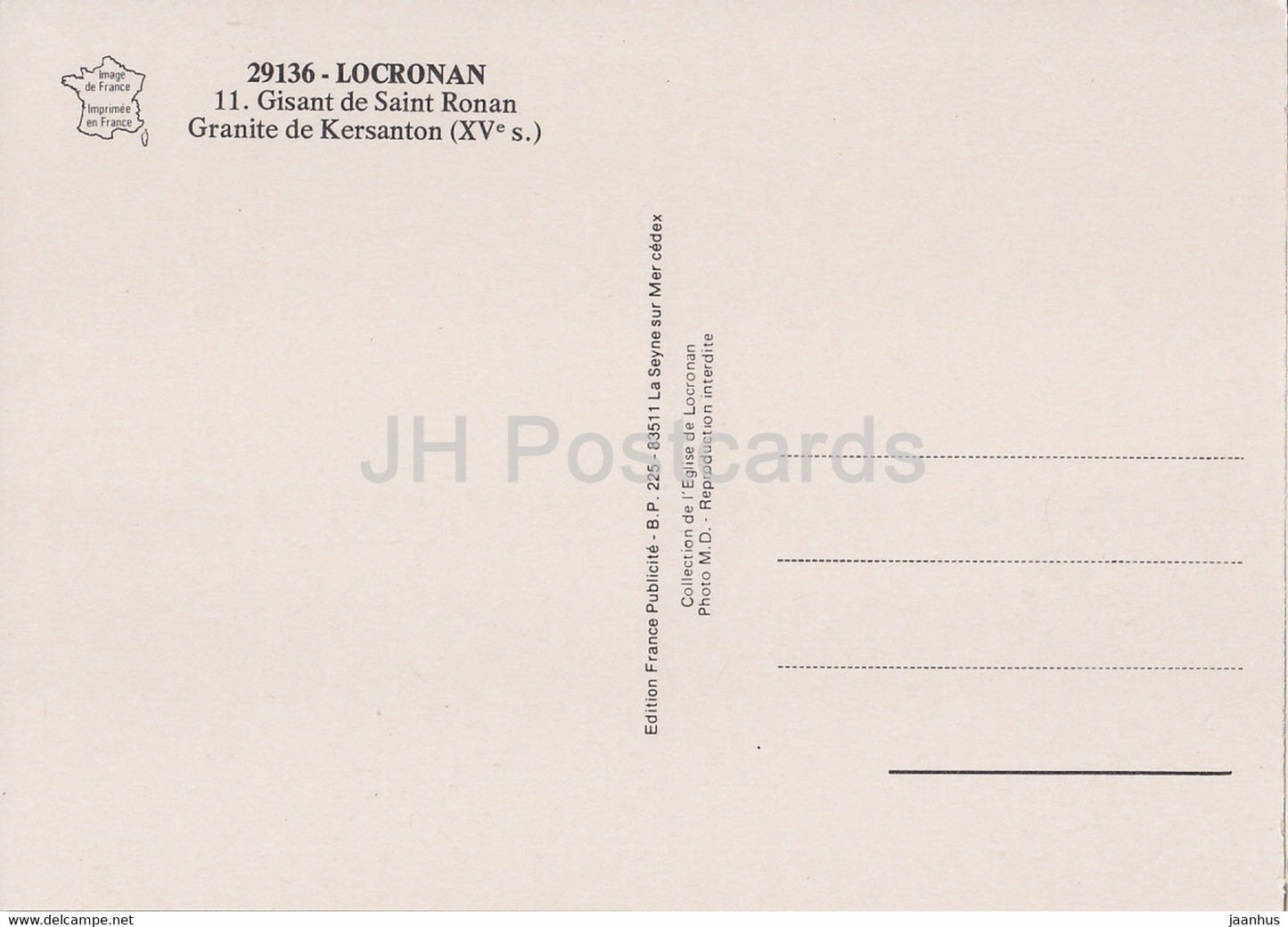 Locronan - Gisant de Saint Ronan - Granite de Kersanton - 29136 - France - unused