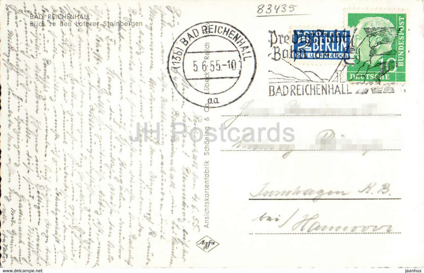 Bad Reichenhall - Blick zu den Loferer Steinbergen - carte postale ancienne - 1955 - Allemagne - utilisé