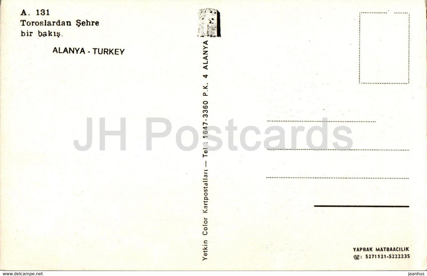 Alanya - Toroslardan Sehre bir bakis - A View from the Taurus to the City - 131 - Turkey - unused