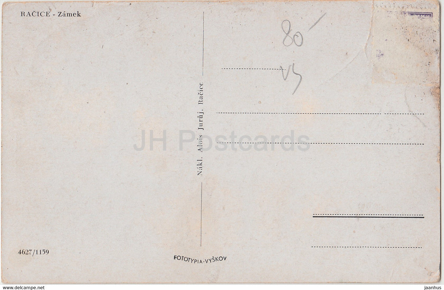 Racice - Zamek - Schloss - alte Postkarte - Tschechien - gebraucht