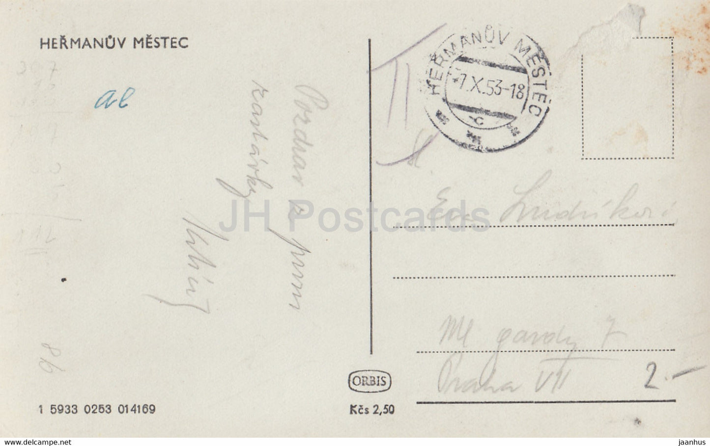 Hermanuv Mestec - alte Postkarte - 1953 - Tschechoslowakei - Tschechische Republik - gebraucht