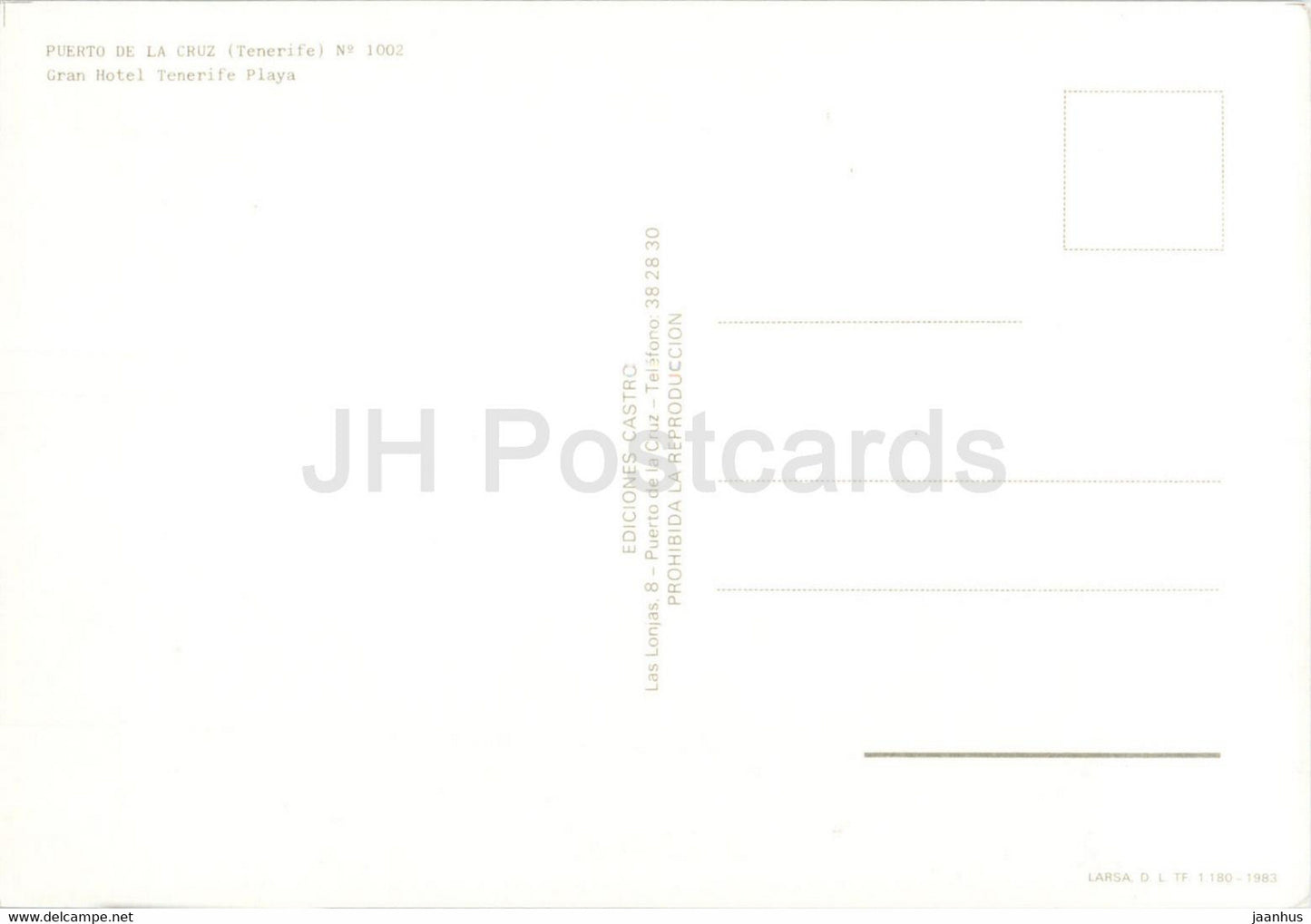 Puerto de la Cruz - Gran Hotel Tenerife Playa - Tenerife - 1002 - Espagne - inutilisé