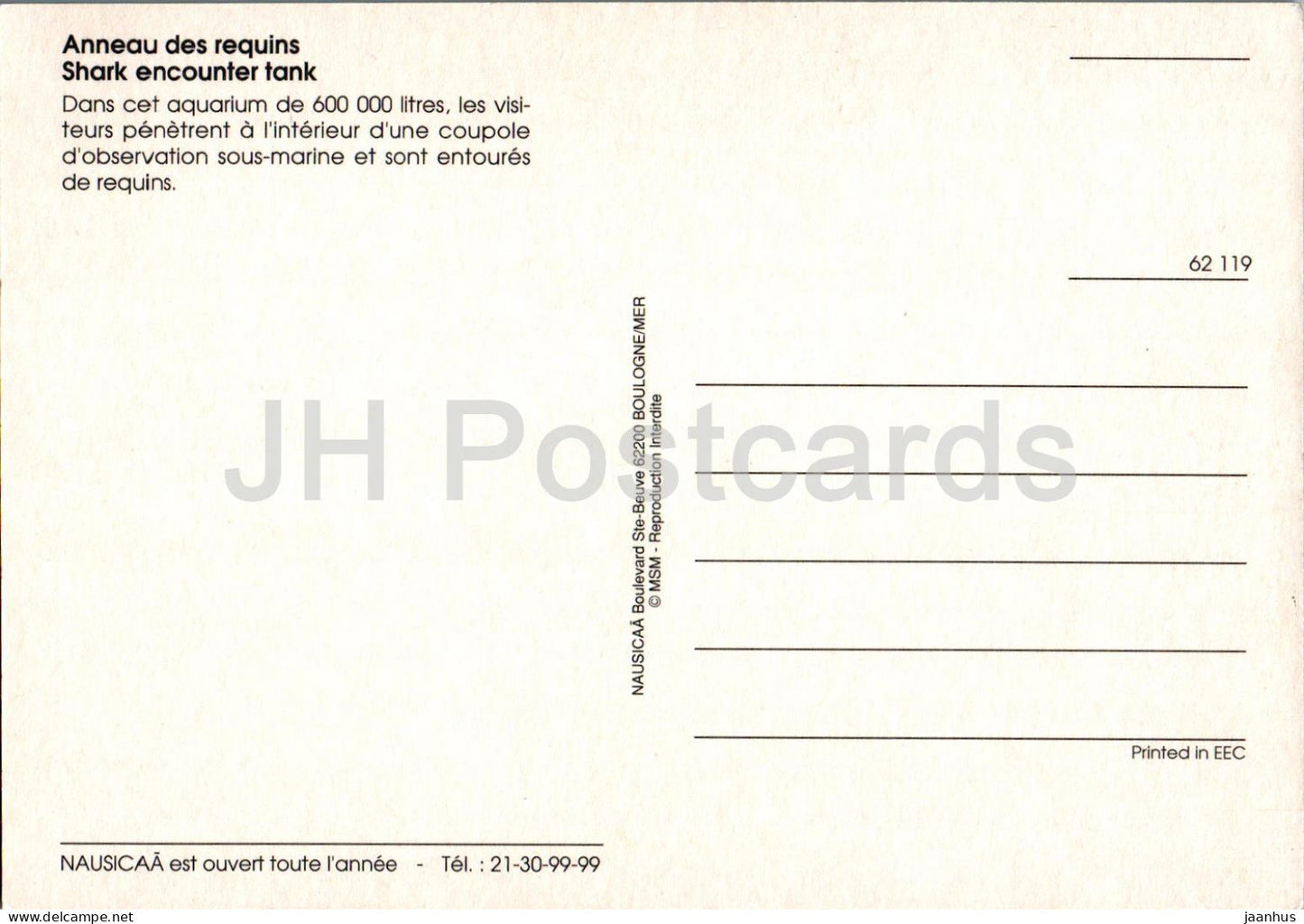 Nausicaa - Anneau des requins - Réservoir de rencontre avec requins - aquarium - poissons - 1987 - France - inutilisé