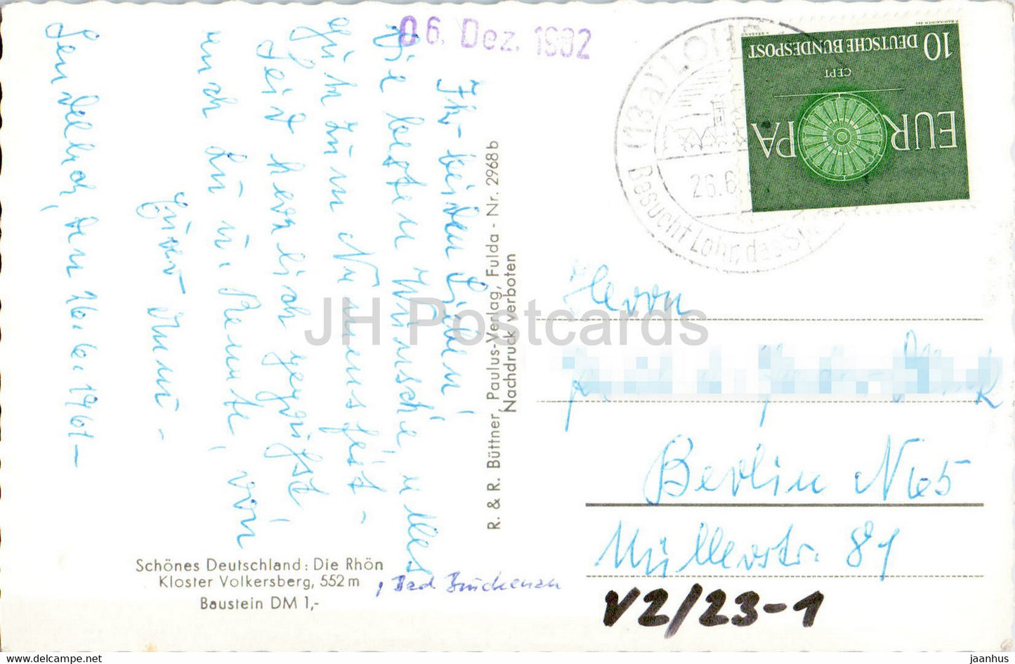 Die Rhon - Kloster Volkersberg - carte postale ancienne - Allemagne - utilisé