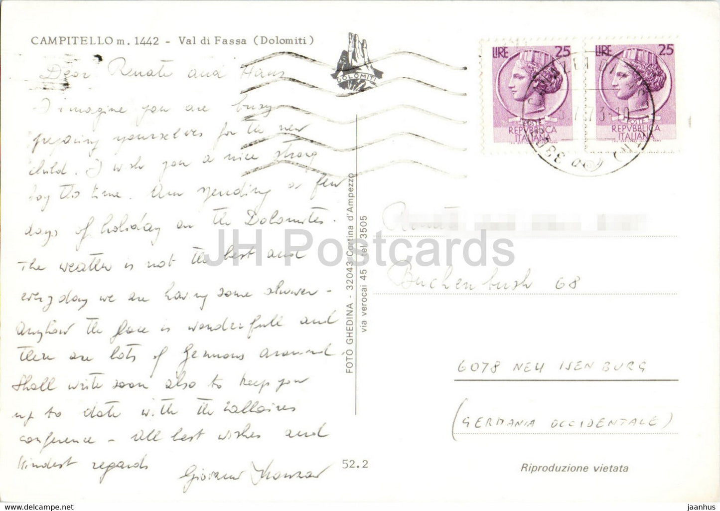 Campitello – Val di Fassa – 1442 m – Skilift – 1973 – Italien – gebraucht