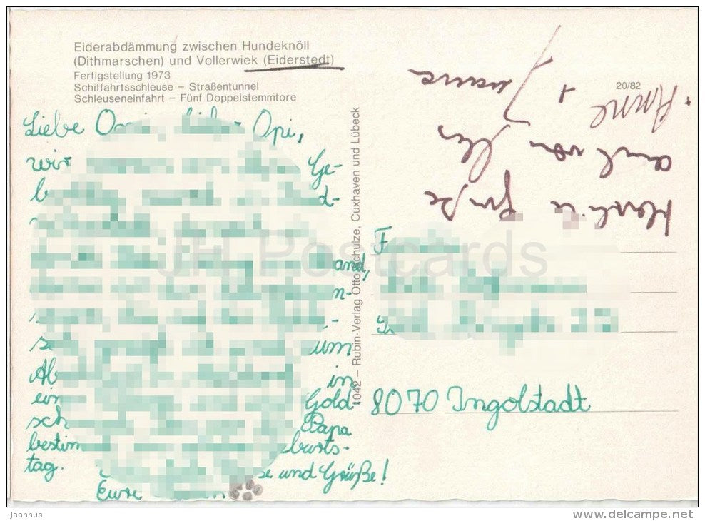 Eidersperrwerk - Eiderabdämmung zwischen Hundeknöll und Vollerwiek - Germany - gelaufen - JH Postcards