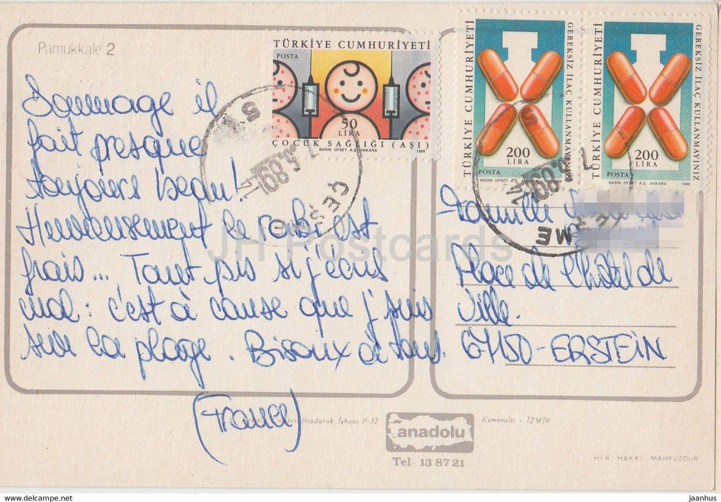 Pamukkale - mineral waters - 1989 - Turkey - used