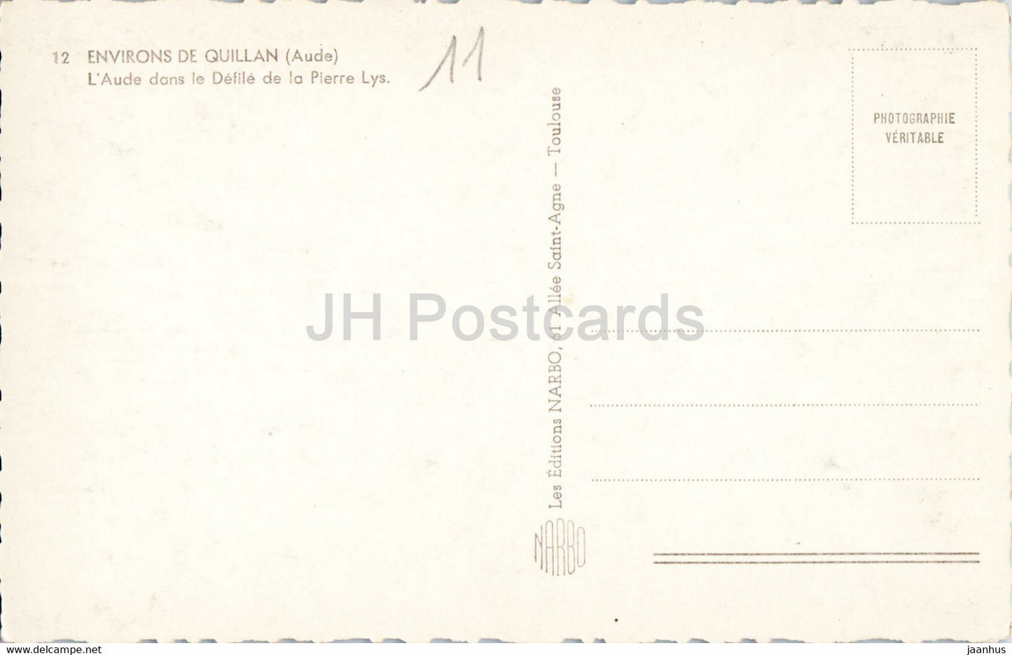 Environs de Quillan - L'Aude dans le Defile de la Pierre Lys - 12 - alte Postkarte - Frankreich - unbenutzt