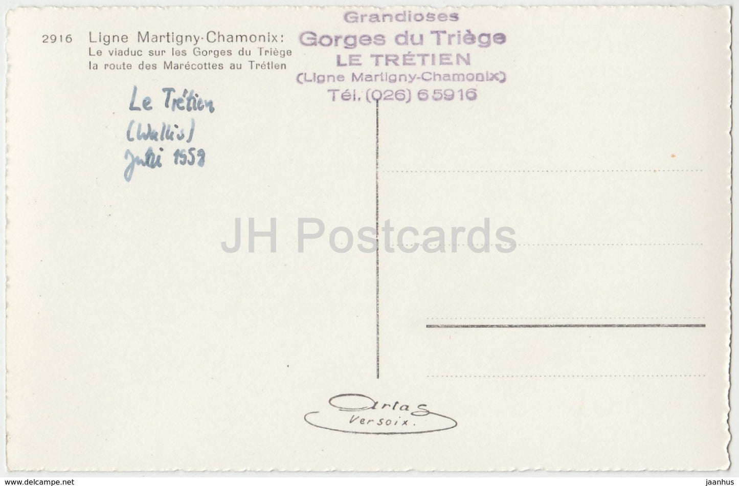 Ligne Martigny Chamonix - Le Viaduct sur les Gorges du Triege - 2916 - Schweiz - 1958 - gebraucht