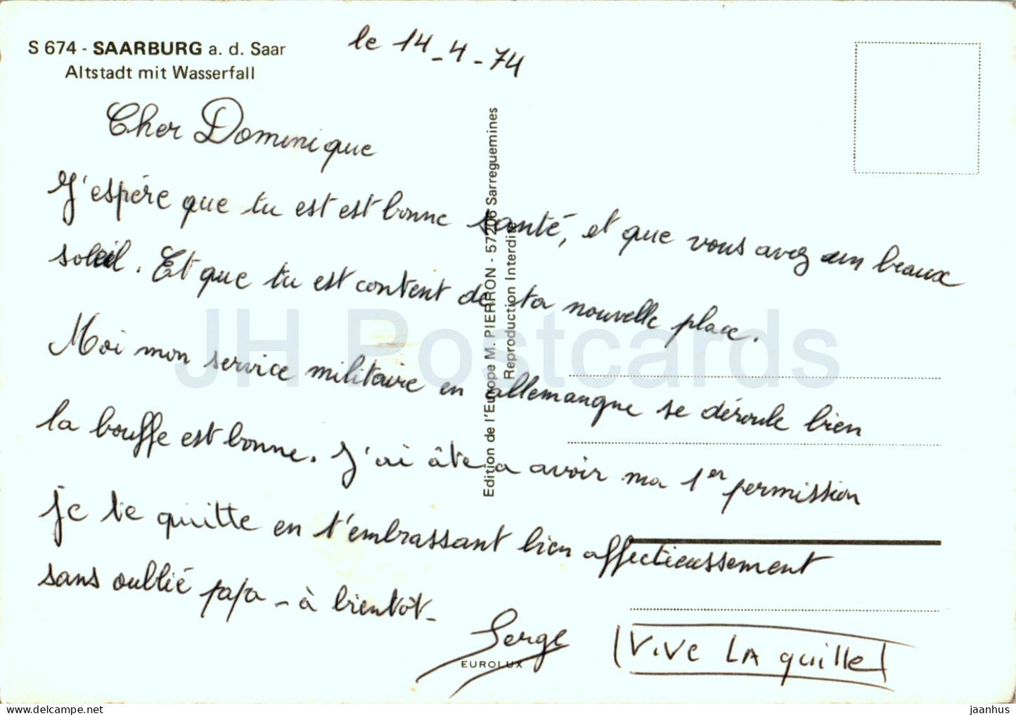 Saarburg - Altstadt mit Wasserfall - Old Town with Waterfall - 674 - 1974 - Germany - used