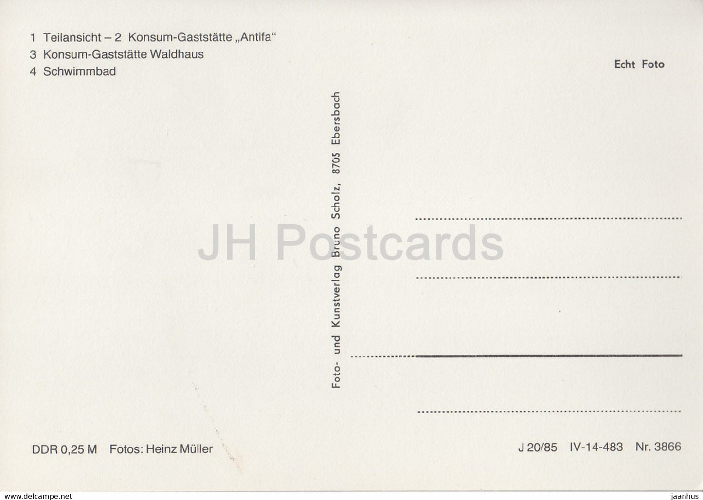 Gruss aus Sommerfrische Steinigtwolmsdorf - Teilansicht - Konsum Gaststatte Waldhaus - Schwimmbad - Allemagne DDR - inutilisé