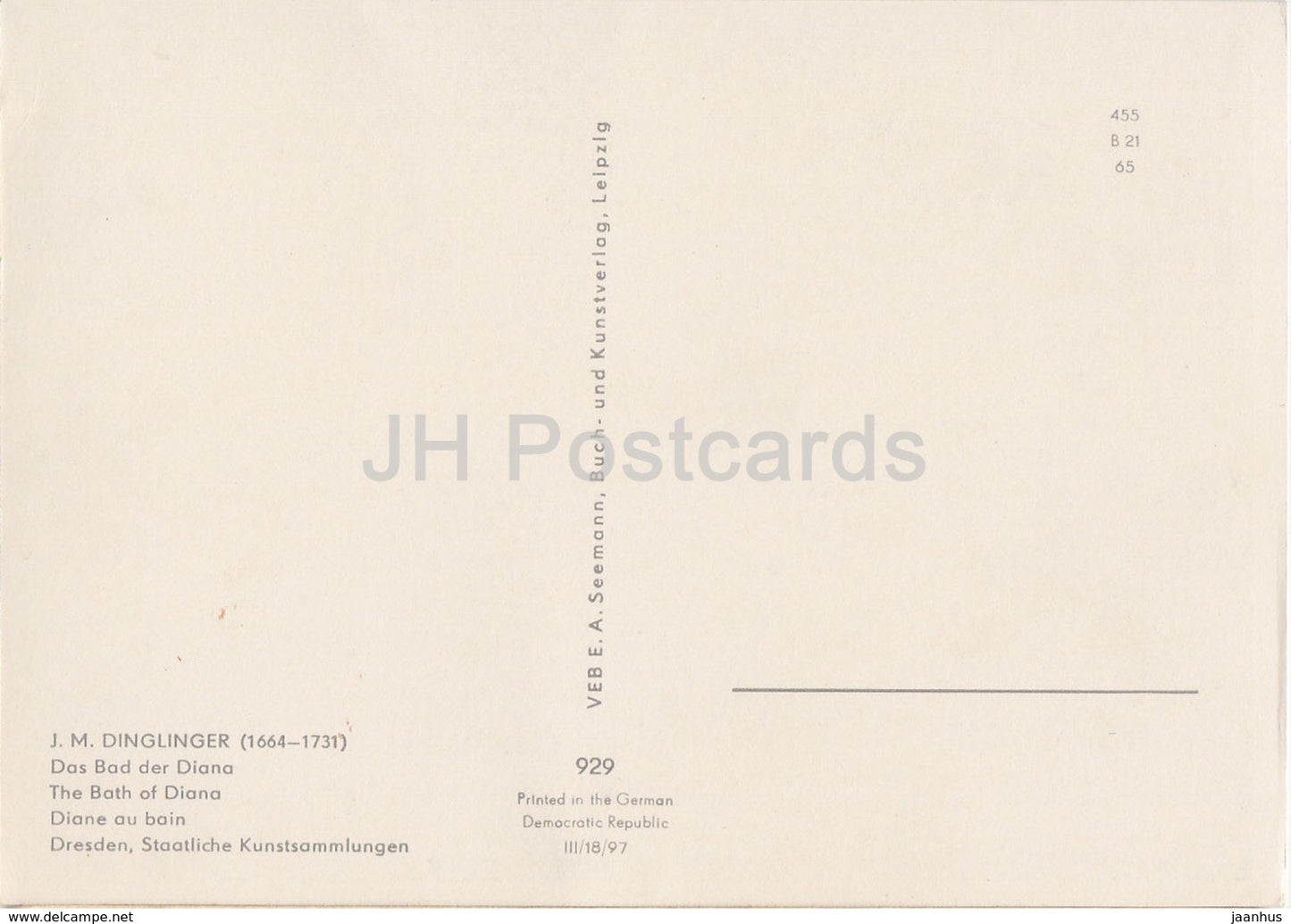 Par J. Dinglinger - Le Bain de Diane - Art allemand - Allemagne DDR - inutilisé