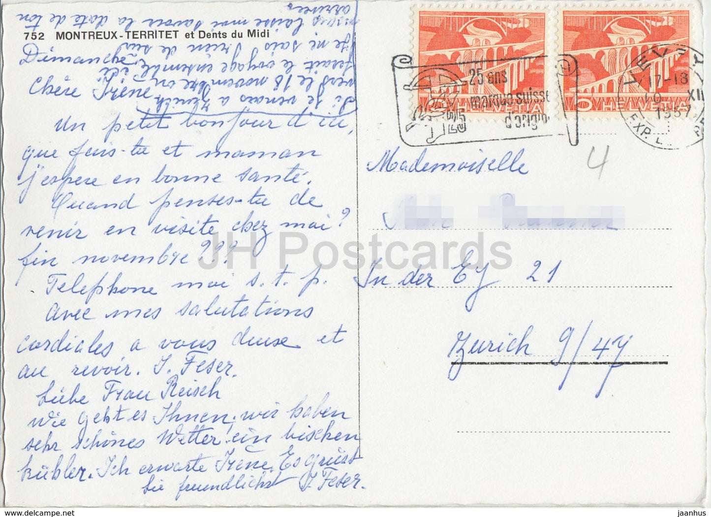 Montreux Territet et Dents du Midi – Savoie – Dampfer – Passagierschiff – 1957 – Schweiz – gebraucht