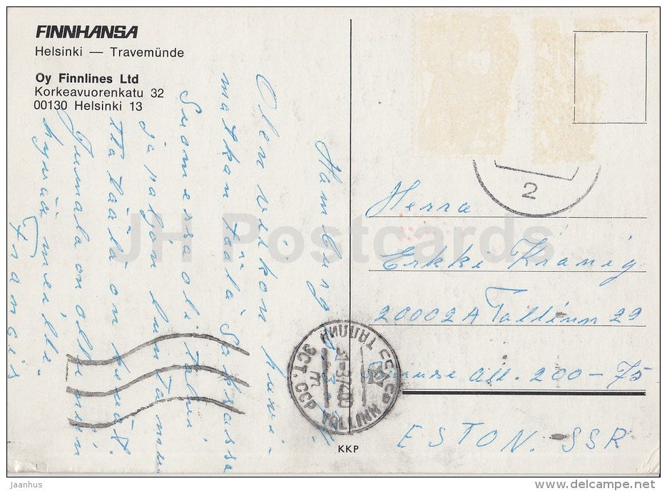 Helsinki-Travemünde - Oy Finnlines Ltd - Finnhansa - Finland - used in 1974 - JH Postcards