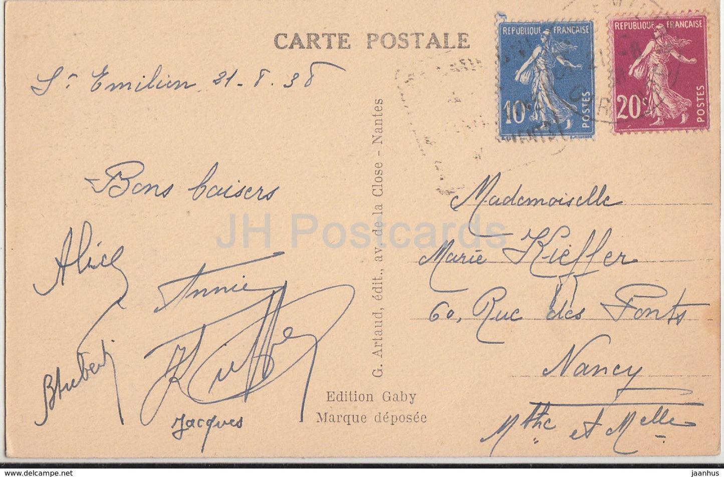 Saint Emilion - Ancien Cloitre de l'Abbaye des Cordeliers - Kreuzgang - 53 - 1938 - alte Postkarte - Frankreich - gebraucht