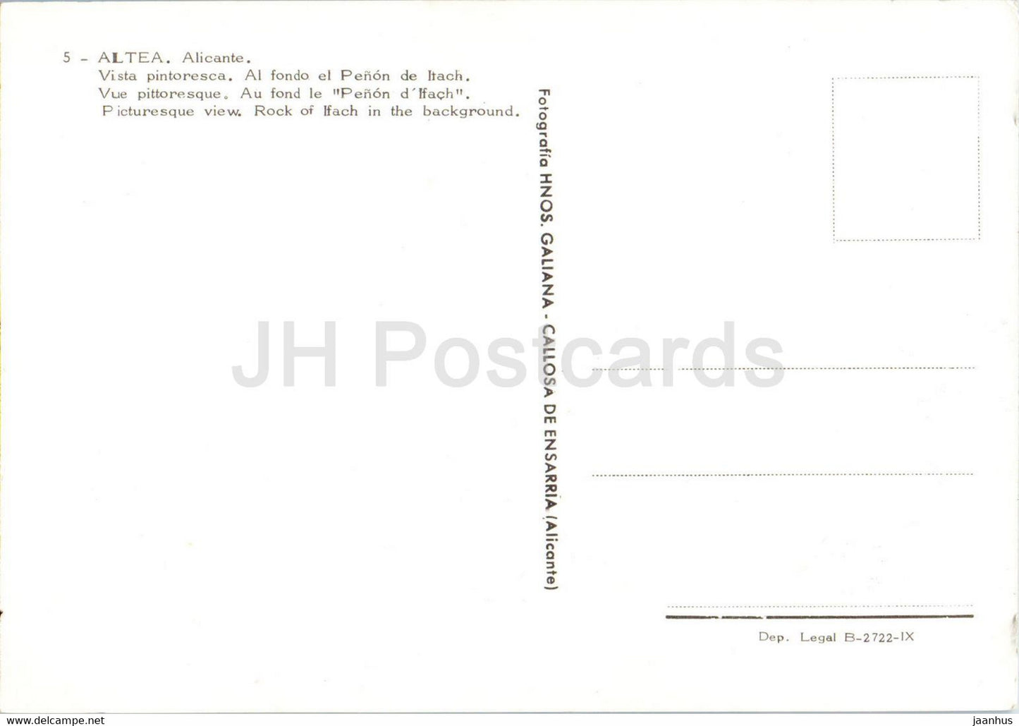 Altea - Vista pintoresca - Al fondo el Penon de Ifach - vue - rocher - 5- Espagne - inutilisé