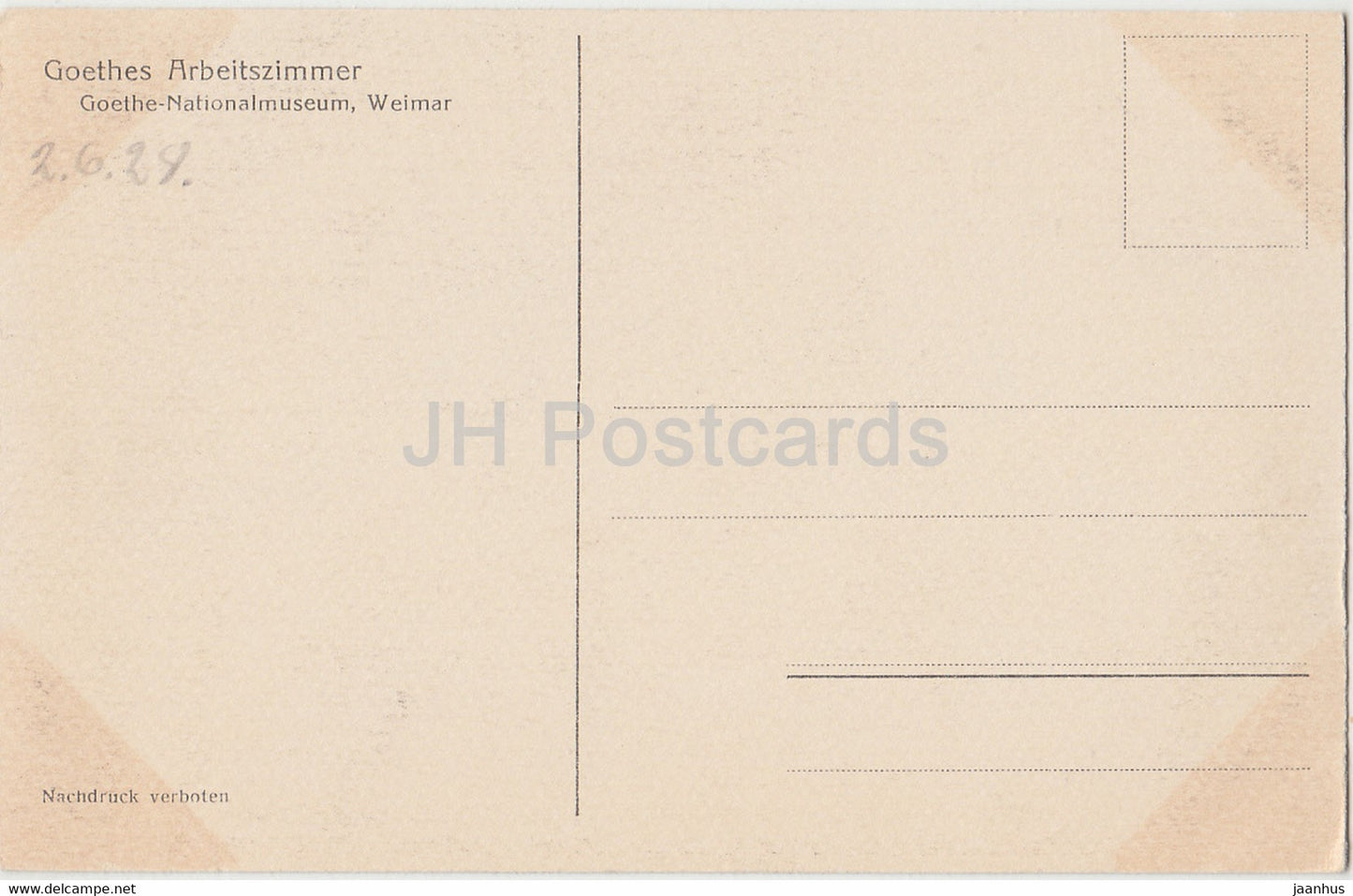 Weimar - Goethes Arbeitszimmer - Goethe Nationalmuseum - old postcard - 1929 - Germany - unused