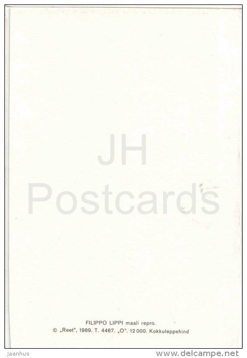 Christmas Greeting card - painting by Filippo Lippi - italian art - 1989 - Estonia USSR - used - JH Postcards