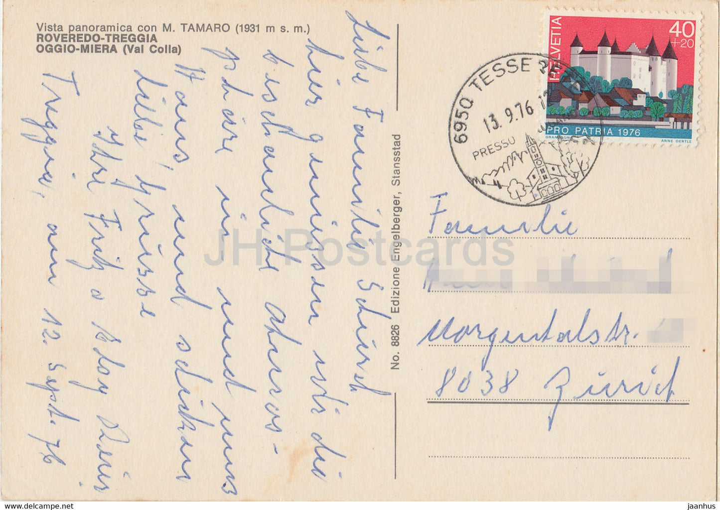 M Tamaro 1931 m - Roveredo Treggia - Oggio Miera - Val Colla - 8826 - 1976 - Suisse - occasion