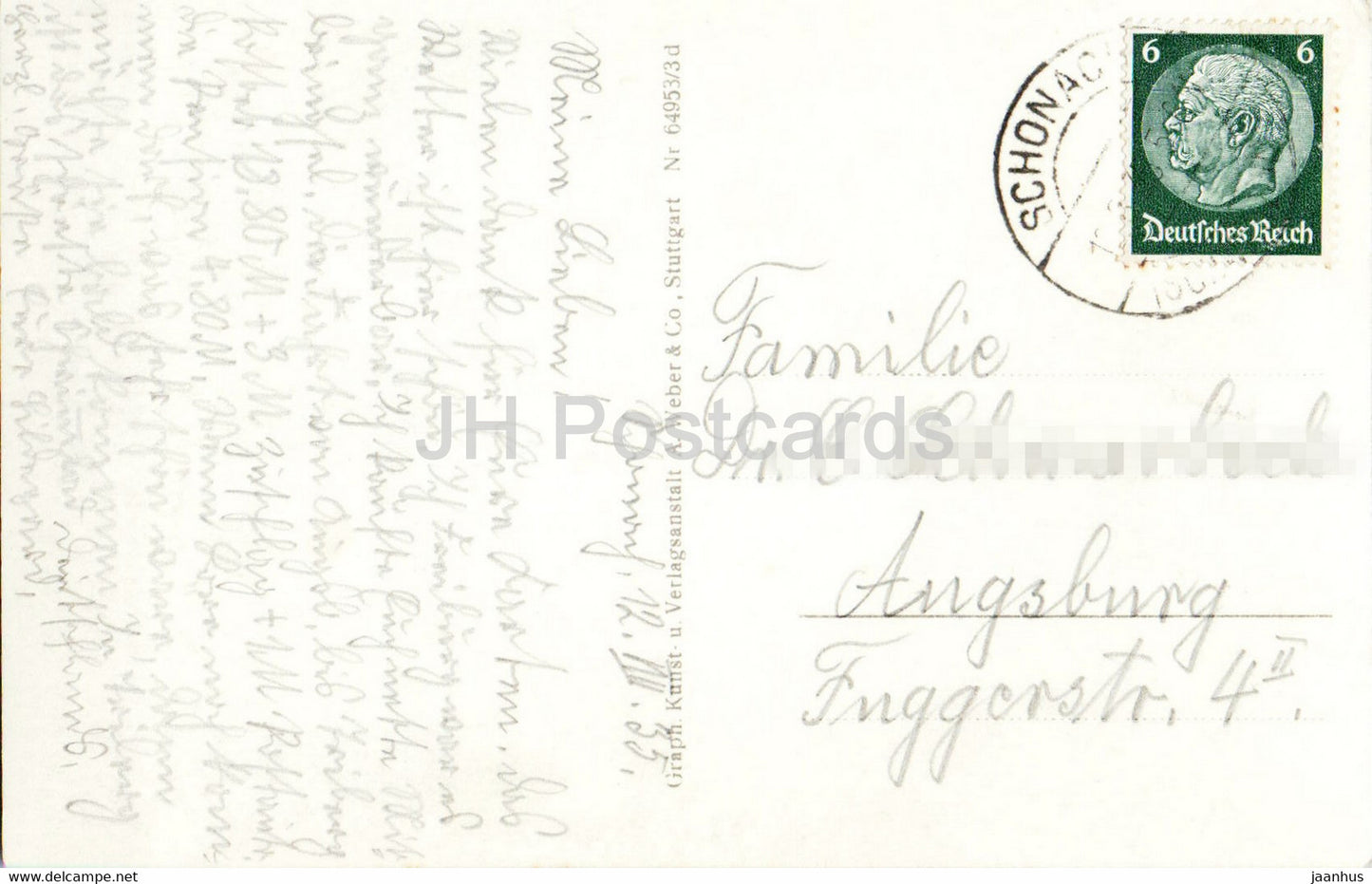 Hohenluftkurort Schonwald 1000 m - old postcard - 1935 - Germany - used