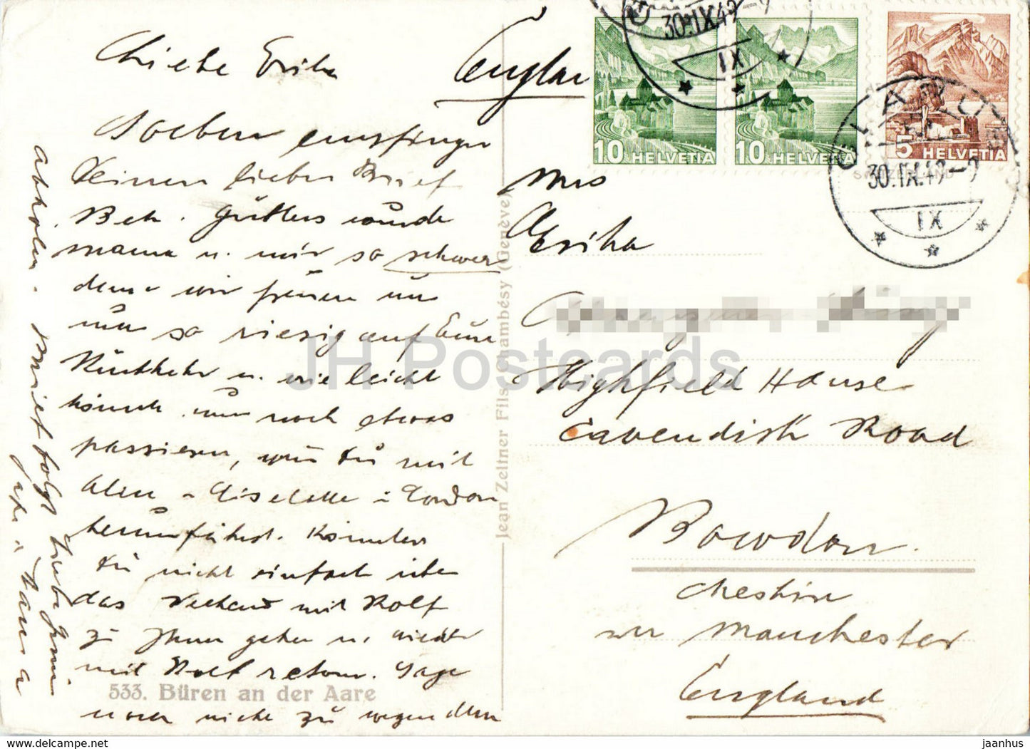 Buren an der Aare - 533 - Illustration - 1949 - alte Postkarte - Schweiz - gebraucht