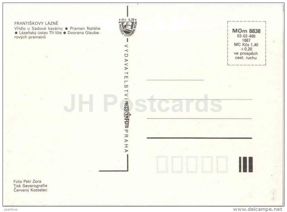 park cafe - source Natalie - Spa Institute Tri lily - Frantiskovy Lazne - spa - Czechoslovakia - Czech - unused - JH Postcards