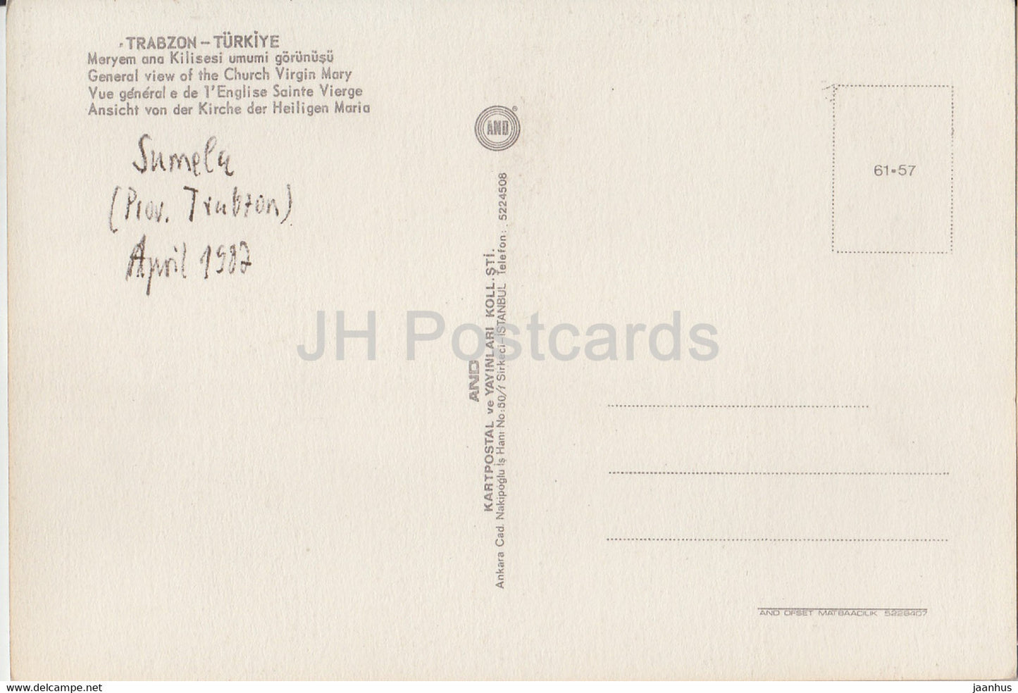 Trabzon - General view of the Church Virgin Mary - 1987 - Turkey - used