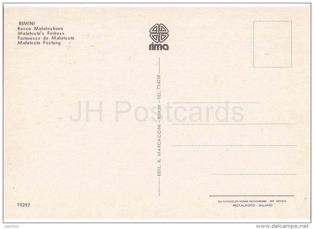 Rocca Malatestiana - Malatesta`s Fortress - Rimini - Emilia-Romagna - 19297 - Italia - Italy - used - JH Postcards