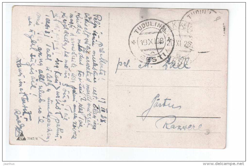 illustration - watermill - L&P 7047/4 - old postcard - circulated in Estonia 1928 Tudulinna Rakvere - used - JH Postcards